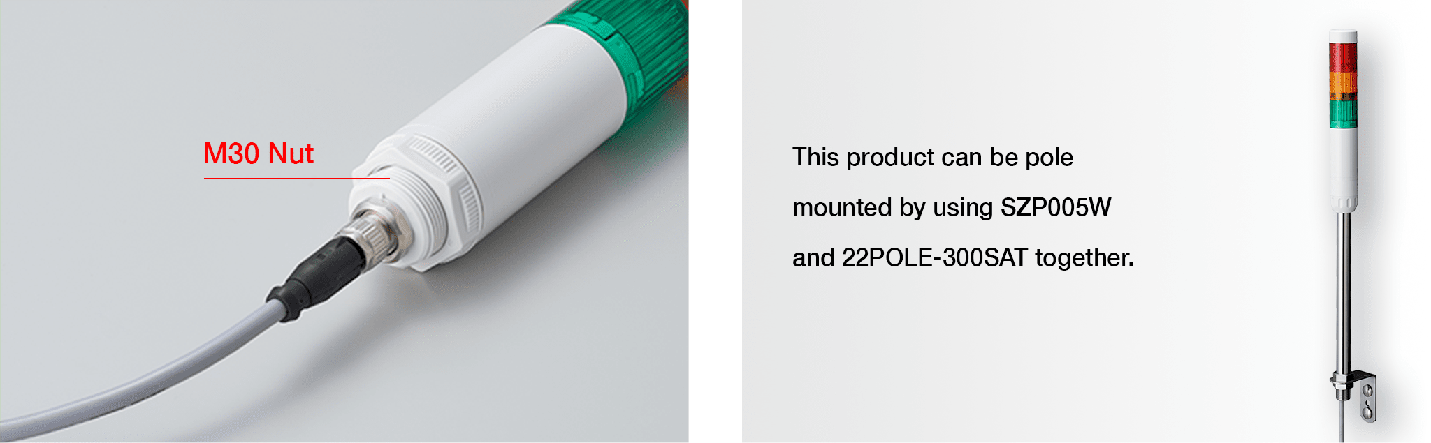 This product can be pole mounted by using SZP005W and 22POLE-300SAT together.